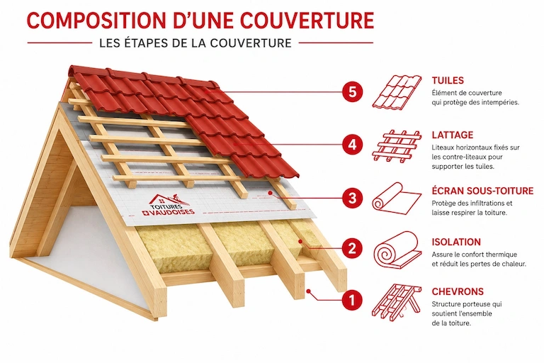 Schéma composition d'une toiture